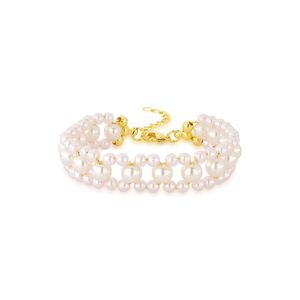 Pulseira Perolas Dupla Banhada A Ouro 18k