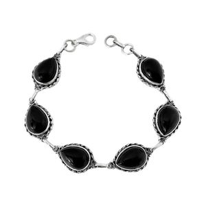 Pulseira Gotas Pedra Onix Prata De Bali 925