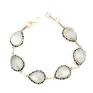 Pulseira Gotas Pedra Da Lua Natural Prata 925