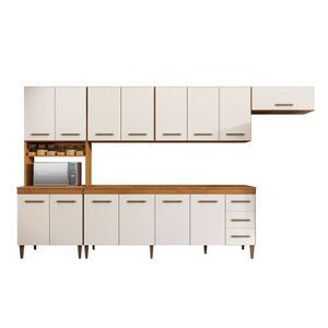 Cozinha Completa 14 Portas 3 Gavetas Atenas Kaiki Moveis Nature-off White