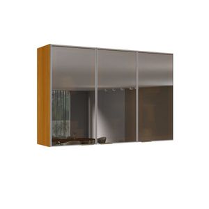 Armário 120cm 3 Portas De Vidro Mdf Dobradiças Slow Motion Lumina - Itatiaia Cinamomo-fendi