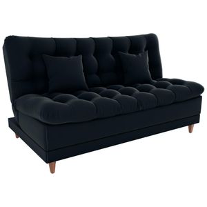 Sofa Cama 2 Lugares 185 Cm Duda Veludo Inca E451 Milani Store Preto