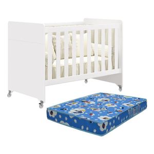 Berço Evolution 4 Em 1 Branco Fosco Com Colchão Baby Physical - Reller Móveis Branco Fosco