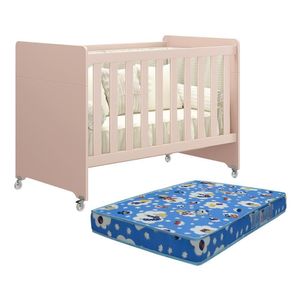 Berço Evolution 4 Em 1 Rosa Fosco Com Colchão Baby Physical - Reller Móveis Rosa Fosco