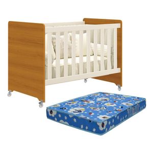 Berço Evolution 4 Em 1 Areia Fosco/savana Com Colchão Baby Physical - Reller Móveis Areia Fosco/savana