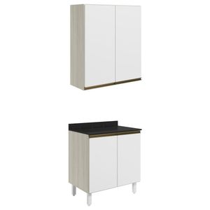 Armario Aereo Balcao 2 Portas 70cm Mdf Kali Nicioli Bianco Toq Branco Uv