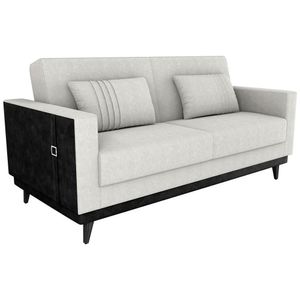 Sofa Cama 2 Lugares 203 Cm Boucle Corino Preto Milani Store Natural