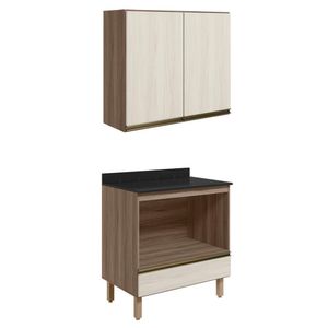 Armario Aereo Balcao Forno 80cm Mdf Kali Nicioli Carvalho Toq Bianco Toq