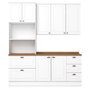 Cozinha Modulada Americana 3 Peças Com Torre Quente 2 Fornos Branco/nature - Móveis Henn Branco/nature