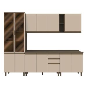Cozinha Modulada Connect 6 Peças Com Cristaleira Duna/cristal - Móveis Henn Duna/cristal