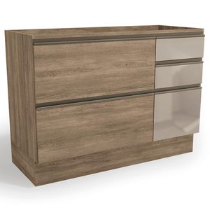 Balcao Pia Sem Tampo 1 Porta Vidro 4 Gavetas 120 Cm Maxxi G747 Kappesberg Nogal