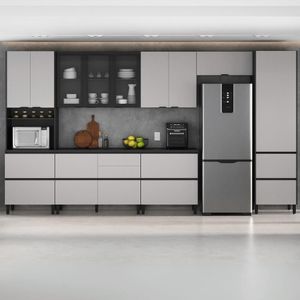 Cozinha Completa Itatiaia Lumina 410cm Em Madeira Mdf Grafite/fendi