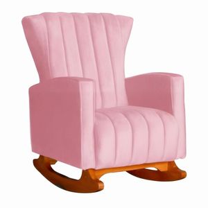 Poltrona De Amamentação De Balanço Estofado Melinda Suede Rosa