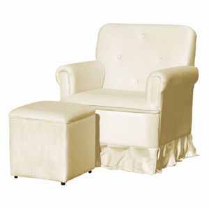 Poltrona Balanço De Amamentação Quarto Com Puff Giulia Suede Suede Bege Claro