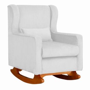 Poltrona De Descanso Com Balanço E Amamentar Aurora Suede Suede Branco