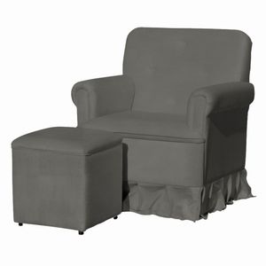 Poltrona Balanço De Amamentação Quarto Com Puff Giulia Suede Suede Cinza