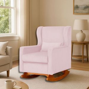 Poltrona Amamentar Descanso E Leitura De Balanço ágata Suede Suede Rosê