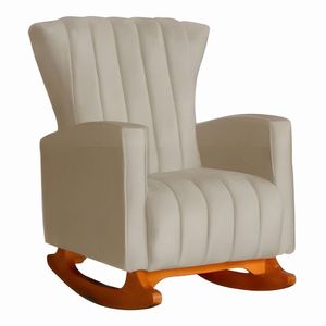 Poltrona De Amamentação De Balanço Estofado Melinda Suede Suede Cappuccino