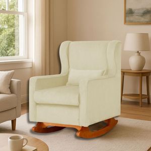 Poltrona Amamentar Descanso E Leitura De Balanço ágata Suede Suede Bege Claro