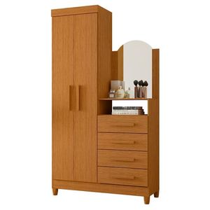 Cômoda New Capri 2 Portas E 4 Gavetas Cinamomo Com Espelho - Móveis Albatroz Cinamomo
