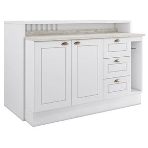 Kit Ilha Gourmet Com Balcão 120cm E Porta Toalha Americana Branco Móveis Henn Branco