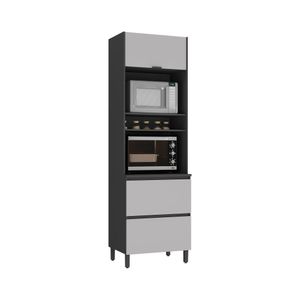 Paneleiro Itatiaia Lumina 70cm Em Madeira Grafite/fendi Com Espaço Para Forno