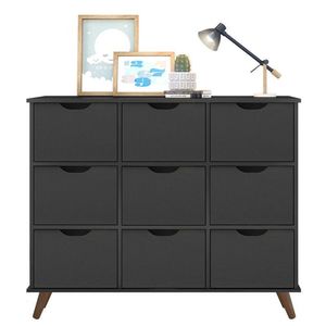 Nicho Organizador Retrô 9 Gavetas Preto - Qmovi