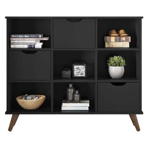 Nicho Organizador Retrô 3 Gavetas Preto - Qmovi