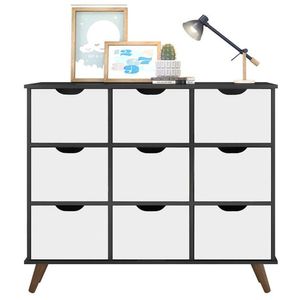 Nicho Organizador Retrô 9 Gavetas Preto Branco - Qmovi