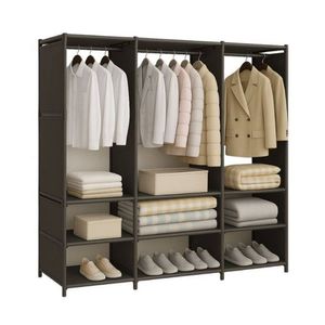 Guarda Roupa Preto Organizador Aberto 3 Colunas Prateleiras