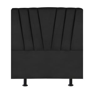 Cabeceira Estofada Cama Box Solteiro 90 Cm Louise Suede Preto