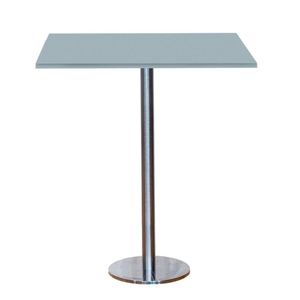 Mesa Pisa Beta Bistrô Fratini 107,50cm (a) Disco Redondo Inox Tampo Mdp Quadrado Cinza 70cm (l)