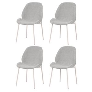 Kit 4 Cadeiras Clara Rivatti 51 Cm (largura) Estofado Em Tecido Fendi E Base Em Aço Off White