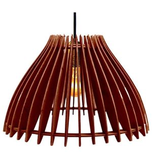 Luminária Teto Tipo Pendente Em Mdf Aruanã Completa - Marrom