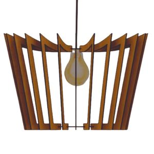 Luminária Teto Tipo Pendente Coroa Mdf Completa - MDF Marrom