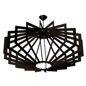 Luminária Teto Tipo Pendente Trapezio Mdf Completa - Preta