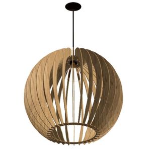 Luminária Teto Tipo Pendente Cupula Mdf Completa - MDF Cru