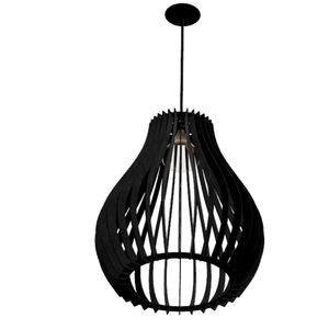 Luminária Teto Tipo Pendente Antares Mdf Completa - Preta