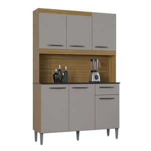 Kit Cozinha Livia 6 Portas 120 Cm Poquema Damasco/off White