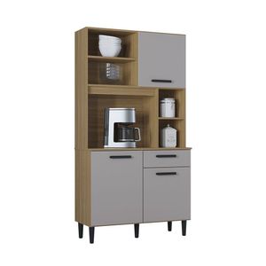 Kit Cozinha Isabel 3 Portas 1 Gaveta 90 Cm Poquema Damasco/off White