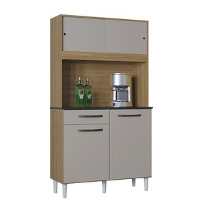 Kit Cozinha Grazi 4 Portas 1 Gaveta 90 Cm Poquema Damasco/off White