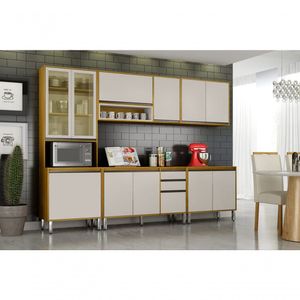 Cozinha Completa 5 Peças - Eduarda Cristaleira-cinamomo-off White - Chf Móveis
