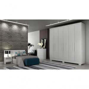 Guarda Roupa Solteiro Com Pés 6 Portas 4 Gavetas - Milly-branco - Móveis Novo Horizonte