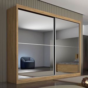 Guarda Roupa Casal Espelhado 2 Portas 4 Gavetas - Verona-amêndoa - Made Marcs