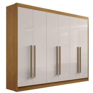 Guarda Roupa Casal 6 Portas 7 Gavetas - New Athos-cinamomo-off White - Móveis D'doro
