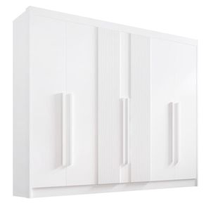 Guarda Roupa Casal 6 Portas 7 Gavetas - Athos Ripado-branco - Móveis D'doro