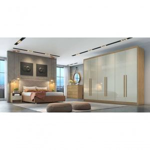 Guarda Roupa Casal 100% Mdf 6 Portas 8 Gavetas - Livorno-cumaru-fendi - Móveis Novo Horizonte