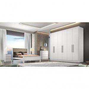Guarda Roupa Casal 100% Mdf 6 Portas 8 Gavetas - Linea-branco - Móveis Novo Horizonte