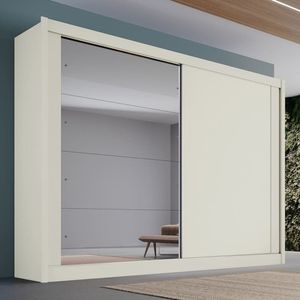 Guarda Roupa Casal Com Espelho 2 Portas 4 Gavetas - Creta-off White - Móveis Europa