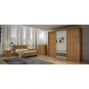 Guarda Roupa Casal Com Espelho 3 Portas 6 Gavetas - Palazzo-cumaru - Móveis Novo Horizonte